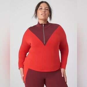LIVI CozySoft Half-Zip Colorblock Cropped Pullover Top Long Sleeve Lane Bryant